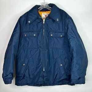 Vintage Field & Stream Fordon & Ferguson Navy Blue Puffer Jacket Size 46 80s